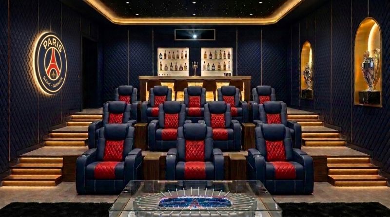 Private cinema Skybox with twelve recliners on three tiers